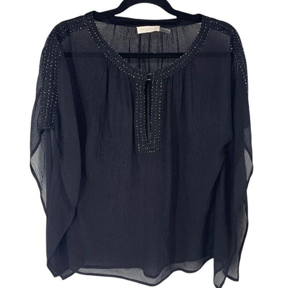 Ramy Brook New Silk Black Chiffon Sheer Flowy Blouse Size S - Picture 1 of 5